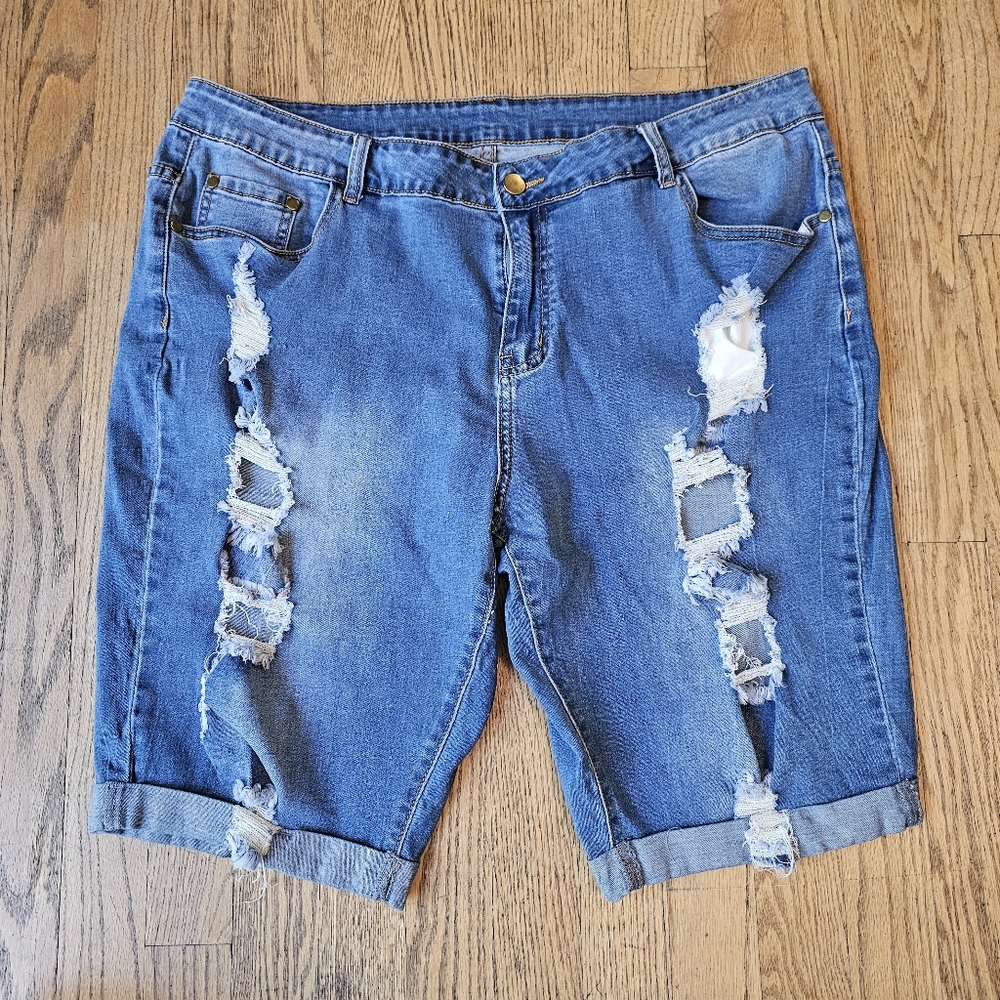Blue Denim Jeans Shorts Plus Size Women's Size XXL